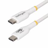 StarTech.com - Cable de Carga para Portátil USB-C de 2m - Cable USB Tipo C USB 2.0 para Portátil - Blanco - Cable con Certificac