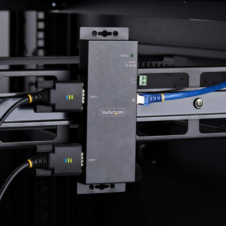 StarTech.com - Adaptador Serie a Ethernet - Conversor RJ45 LAN IP a DB9 RS232 - Servidor de Dispositivos Serie de 2 Puertos - Ca