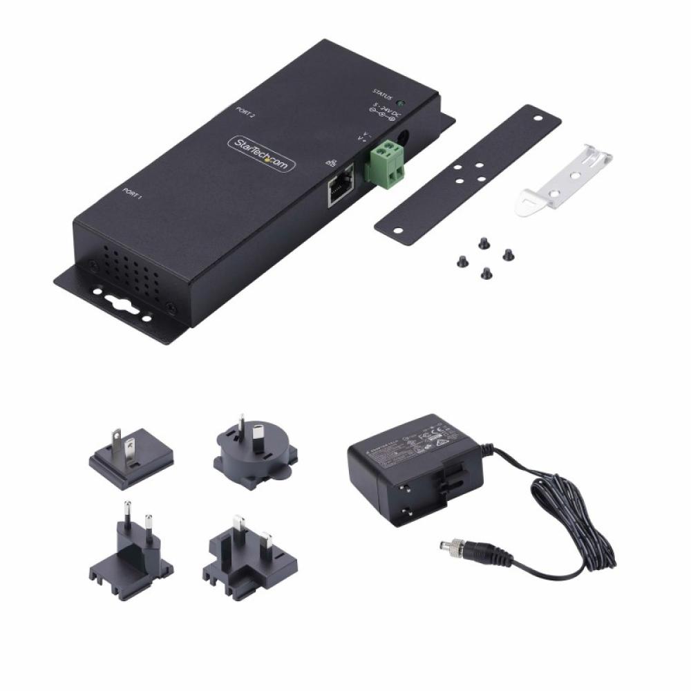 StarTech.com - Adaptador Serie a Ethernet - Conversor RJ45 LAN IP a DB9 RS232 - Servidor de Dispositivos Serie de 2 Puertos - Ca