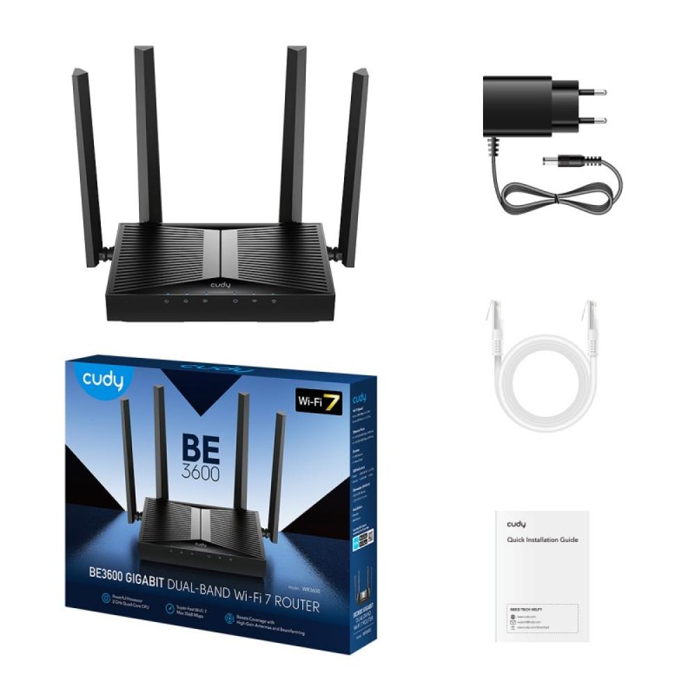 Cudy - WR3600 router inalámbrico Gigabit Ethernet Doble banda (2,4 GHz / 5 GHz) Negro