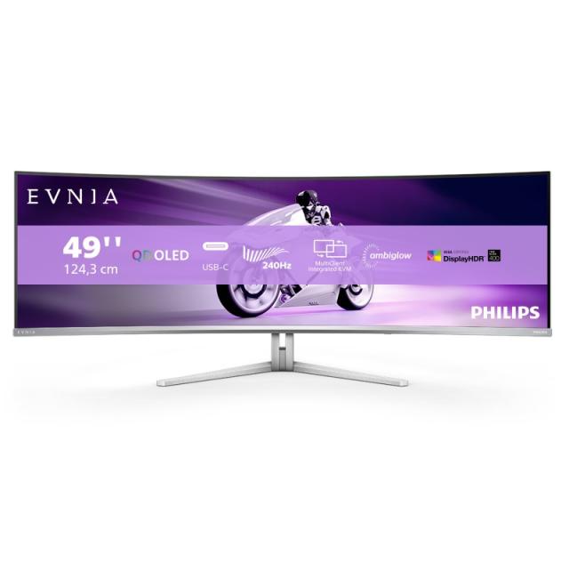 Philips - Evnia 8000 49M2C8900/00 pantalla para PC 124,2 cm (48.9") 5120 x 1440 Pixeles Dual QHD QD-OLED Blanco