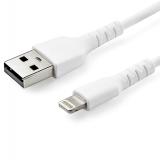 StarTech.com - Cable Resistente USB-A a Lightning de 2 m Blanco - Cable de Alimentación y Sincronización USB Tipo A a Lightning