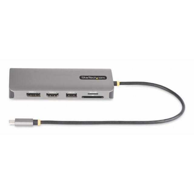 StarTech.com - Adaptador Multipuerto USB-C de 3 Monitores HDMI/DP - 4K 60Hz Doble + 4K 30Hz HDMI y DP - Hub 4x USB-A - PD de 100
