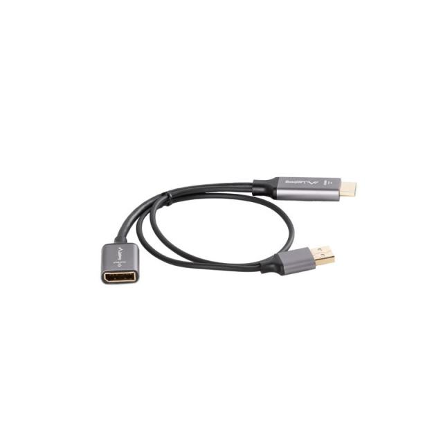 Lanberg - AD-HD-DP-02 adaptador de cable de vídeo 0,2 m HDMI tipo A (Estándar) DisplayPort Plata
