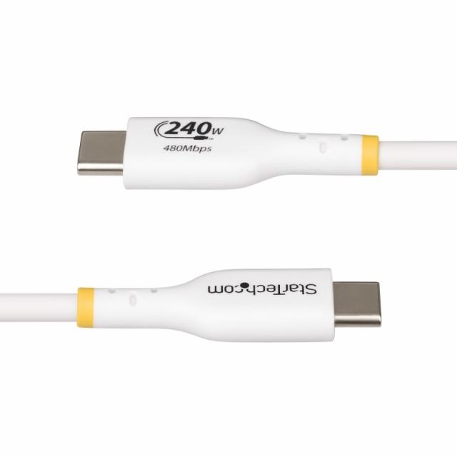 StarTech.com - Cable de Carga para Portátil USB-C de 1m - Cable USB Tipo C USB 2.0 para Portátil - Blanco - Cable con Certificac