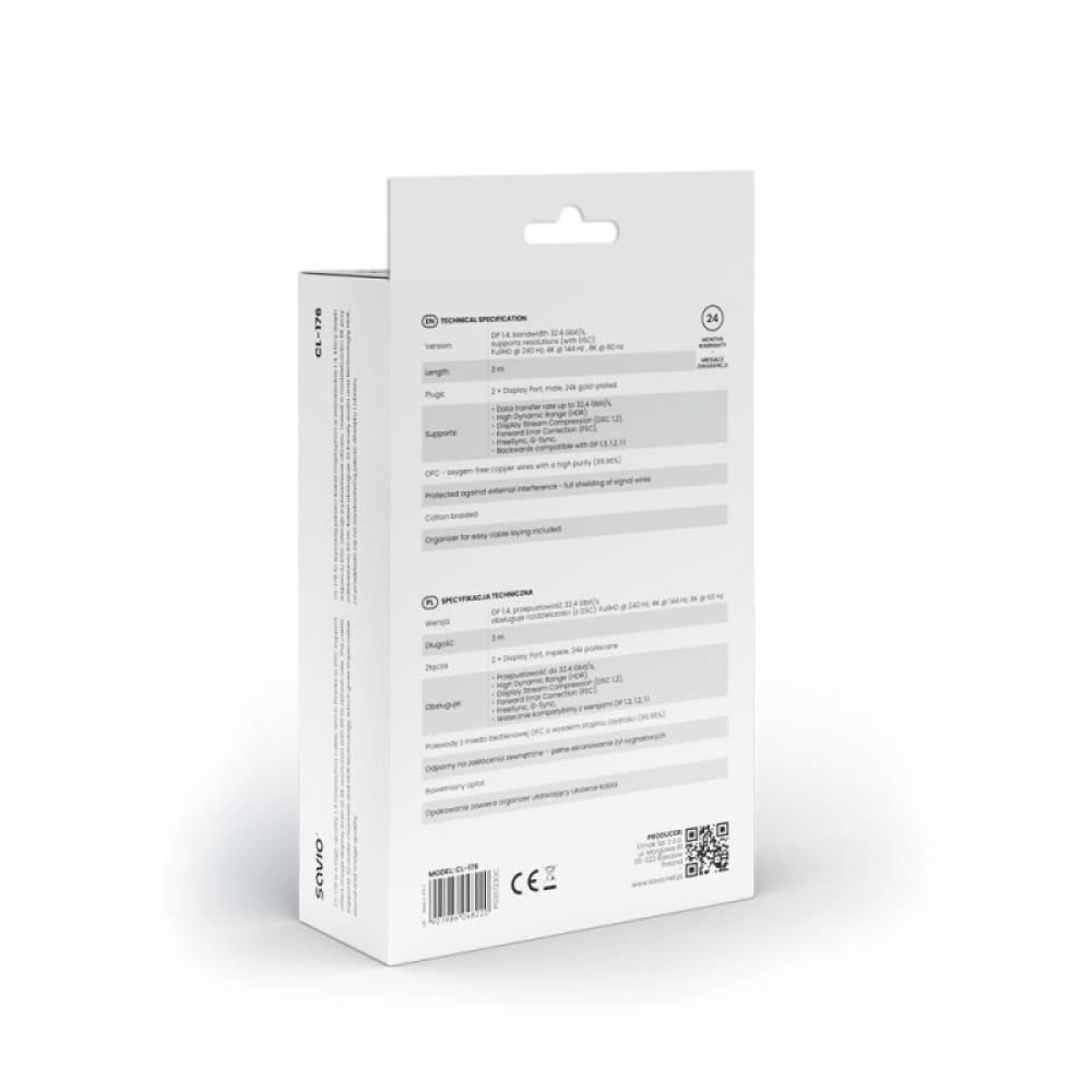 Savio - CL-176 cable DisplayPort 3 m Negro