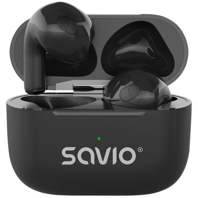 Savio - TWS-02 PRO auricular y casco Auriculares Inalámbrico Dentro de oído Música/uso diario USB Tipo C Bluetooth Negro
