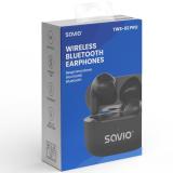 Savio - TWS-02 PRO auricular y casco Auriculares Inalámbrico Dentro de oído Música/uso diario USB Tipo C Bluetooth Negro