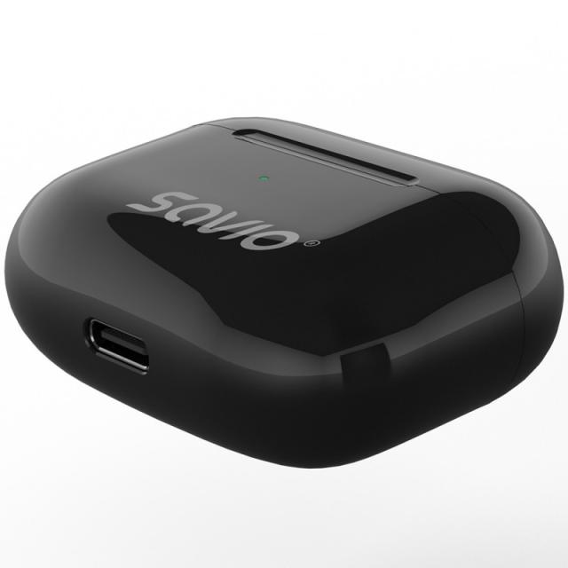 Savio - TWS-02 PRO auricular y casco Auriculares Inalámbrico Dentro de oído Música/uso diario USB Tipo C Bluetooth Negro
