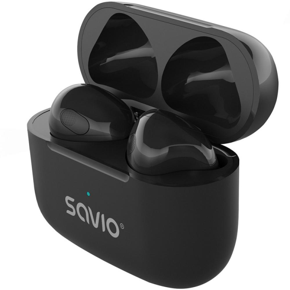 Savio - TWS-02 PRO auricular y casco Auriculares Inalámbrico Dentro de oído Música/uso diario USB Tipo C Bluetooth Negro
