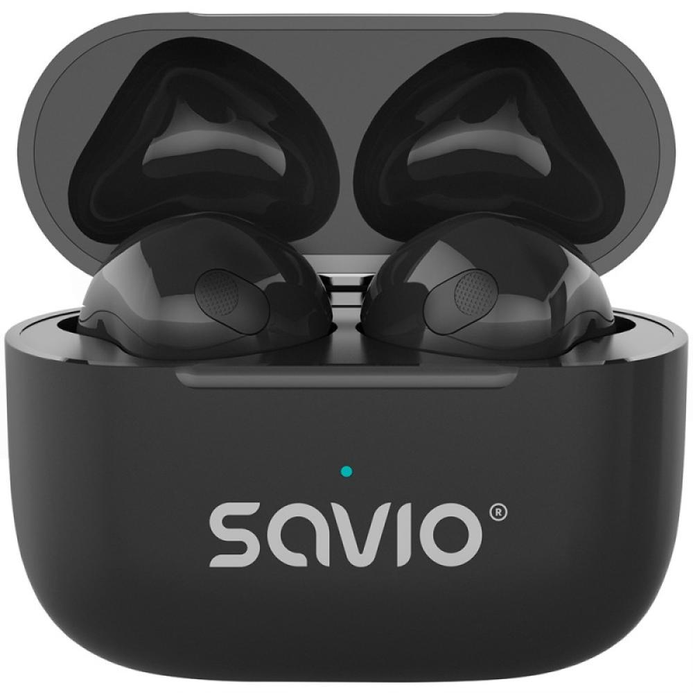 Savio - TWS-02 PRO auricular y casco Auriculares Inalámbrico Dentro de oído Música/uso diario USB Tipo C Bluetooth Negro