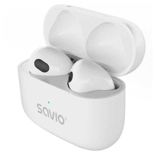 Savio - TWS-01 PRO auricular y casco Auriculares Inalámbrico Dentro de oído Música/uso diario Bluetooth Blanco