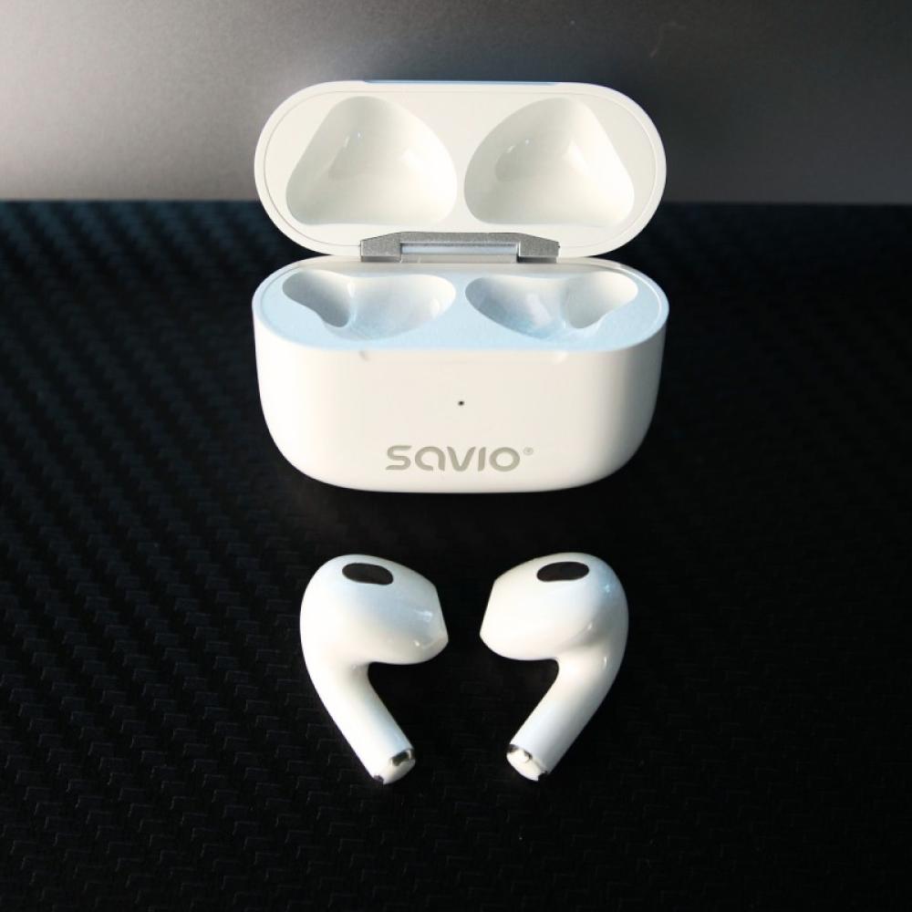 Savio - TWS-01 PRO auricular y casco Auriculares Inalámbrico Dentro de oído Música/uso diario Bluetooth Blanco