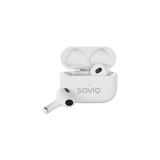 Savio - TWS-01 PRO auricular y casco Auriculares Inalámbrico Dentro de oído Música/uso diario Bluetooth Blanco