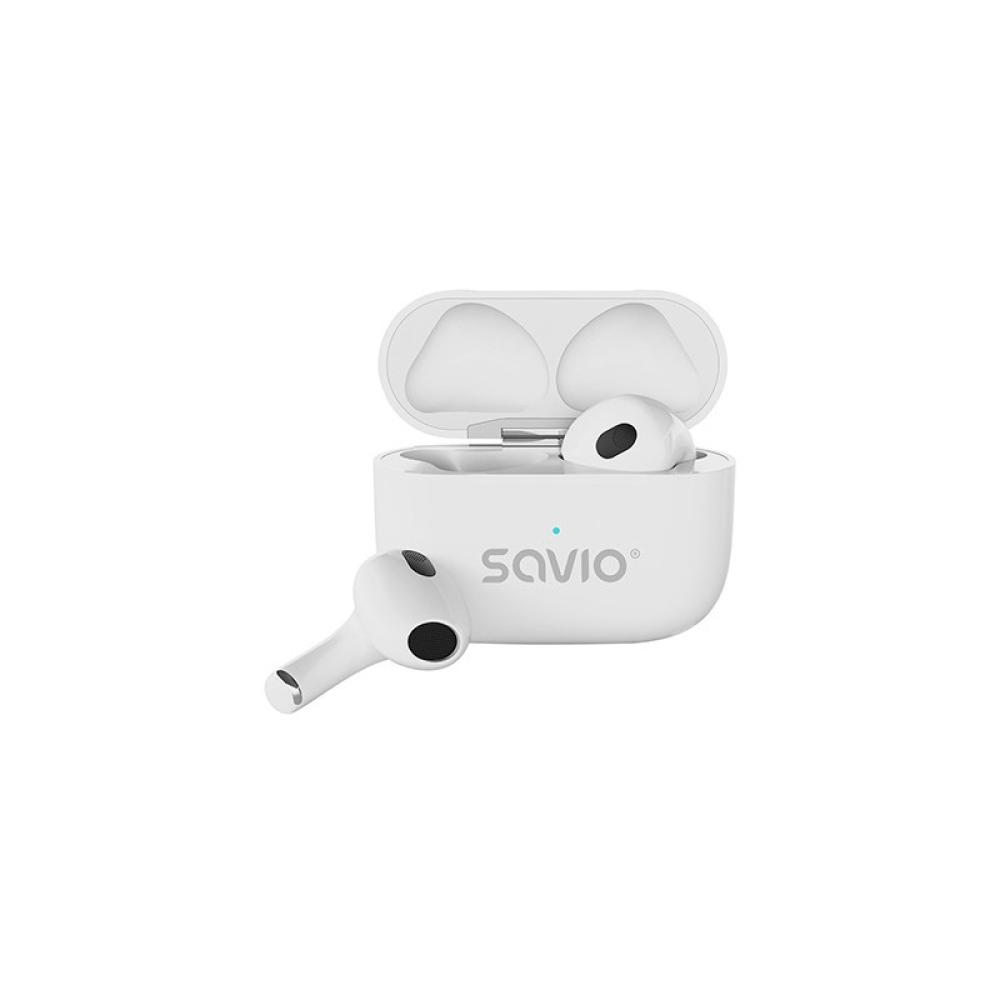 Savio - TWS-01 PRO auricular y casco Auriculares Inalámbrico Dentro de oído Música/uso diario Bluetooth Blanco