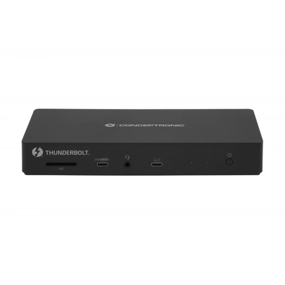 Conceptronic - DONN30B base para portátil y replicador de puertos Alámbrico Thunderbolt 4 Negro