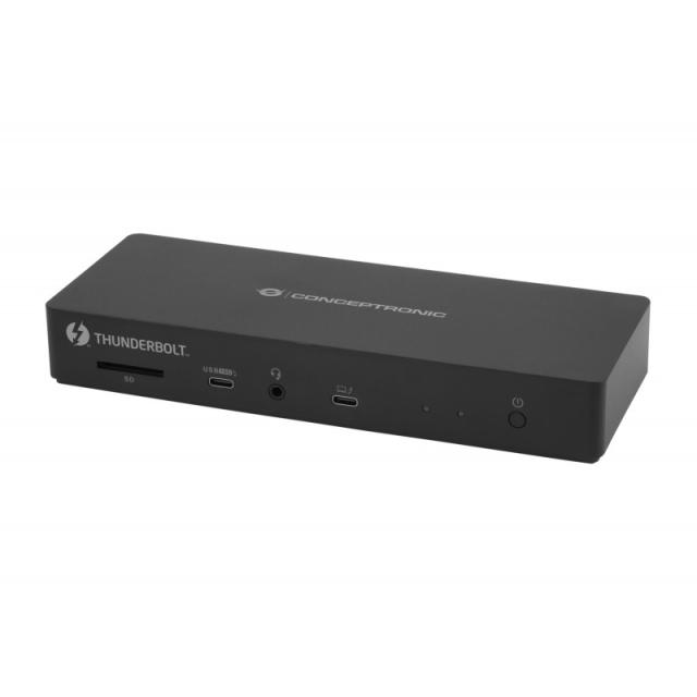 Conceptronic - DONN30B base para portátil y replicador de puertos Alámbrico Thunderbolt 4 Negro