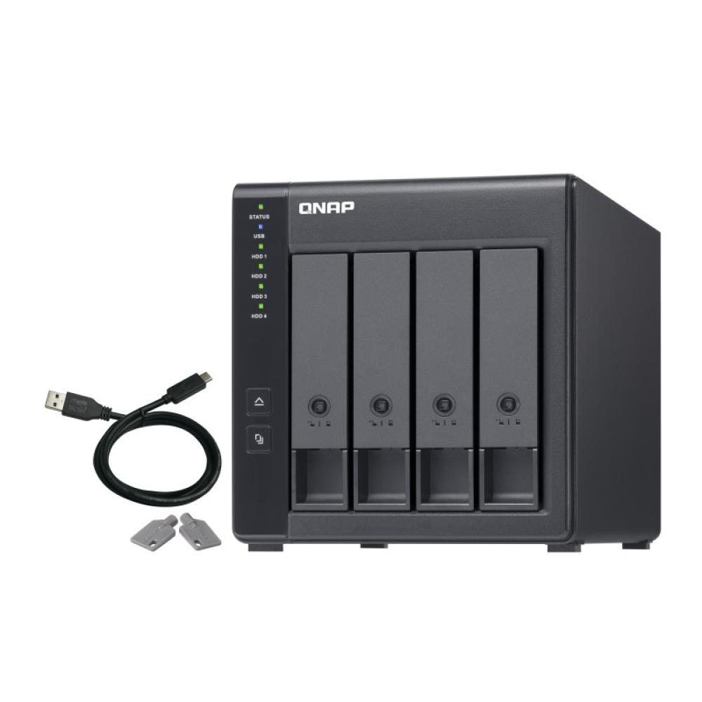 QNAP - TR-004 caja para disco duro externo Carcasa de disco duro/SSD Negro 2.5/3.5"