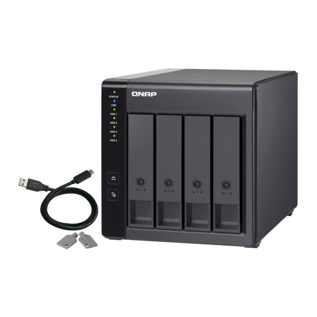 QNAP - TR-004 caja para disco duro externo Carcasa de disco duro/SSD Negro 2.5/3.5"