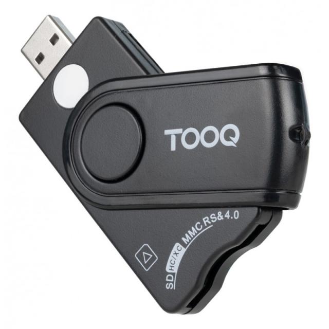 TooQ - Lector Tarjetas Inteligentes, DNI Electrónico, SIM, SD, SF, USB-A, Negro