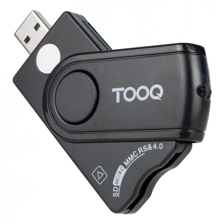 TooQ - Lector Tarjetas Inteligentes, DNI Electrónico, SIM, SD, SF, USB-A, Negro