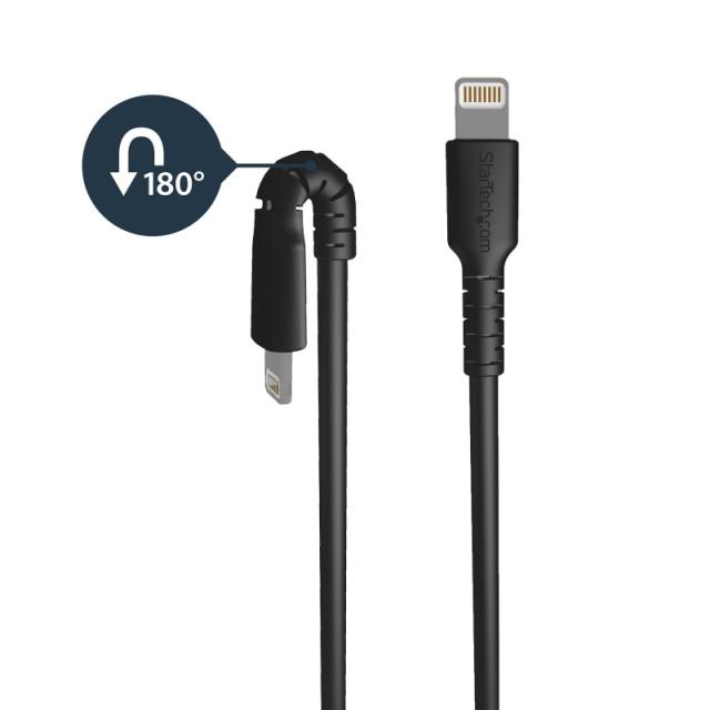 StarTech.com - Cable Resistente USB-A a Lightning de 1 m Negro - Cable de Alimentación y Sincronización USB Tipo A a Lightning c