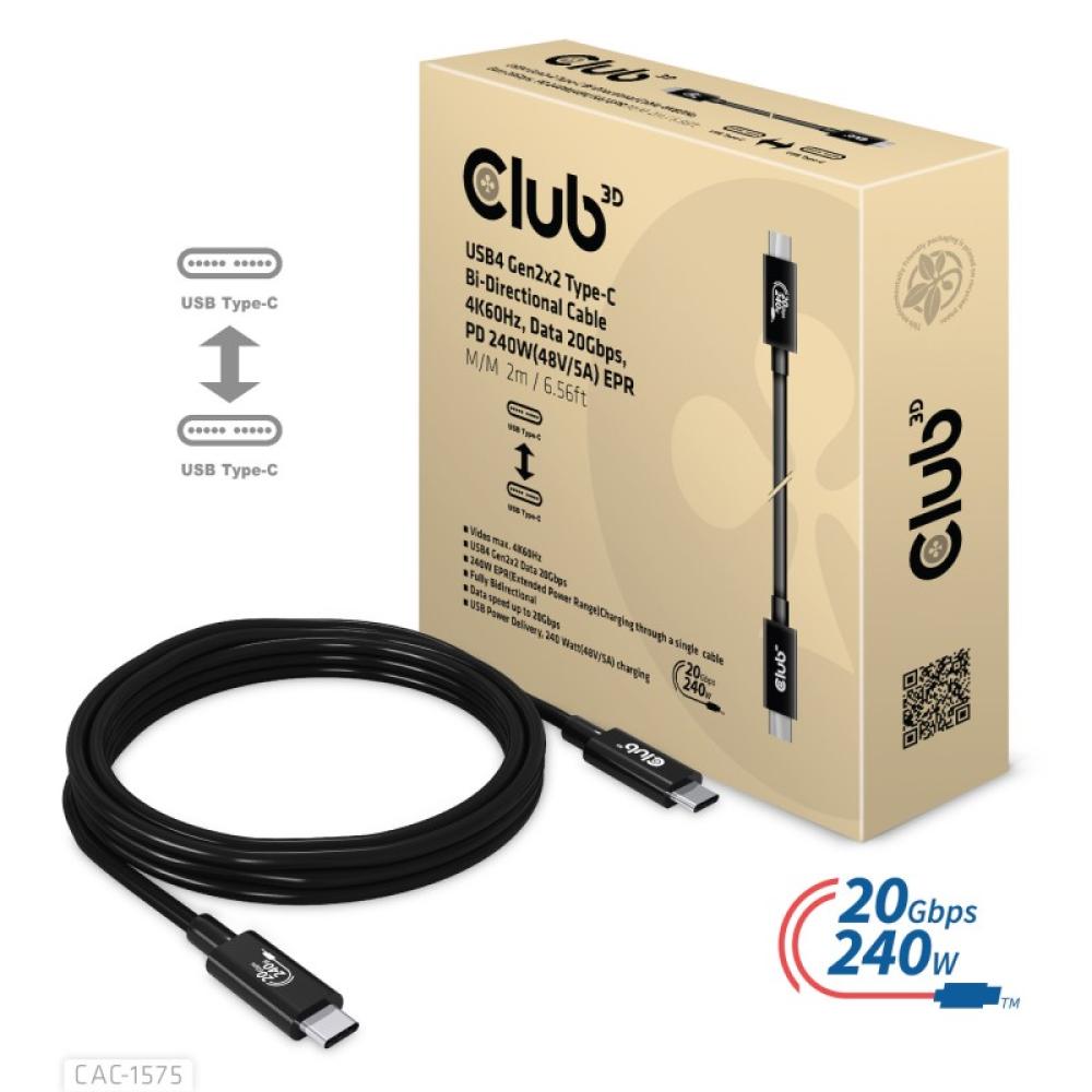 CLUB3D - CAC-1575 cable USB USB4 Gen 2x2 2 m USB C Negro