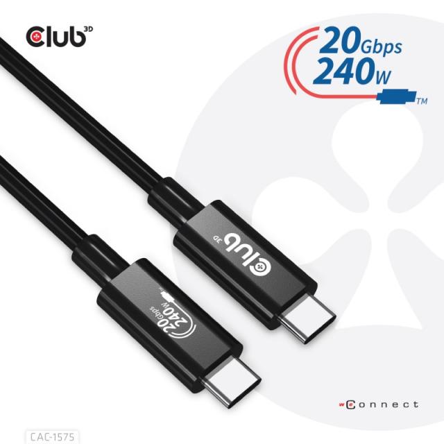 CLUB3D - CAC-1575 cable USB USB4 Gen 2x2 2 m USB C Negro