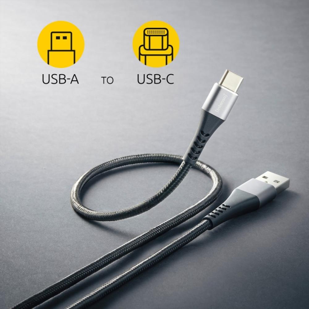 Intenso - Cable de carga/datos USB-C A315C, 1,5 m, carga rápida hasta 60 vatios, negro