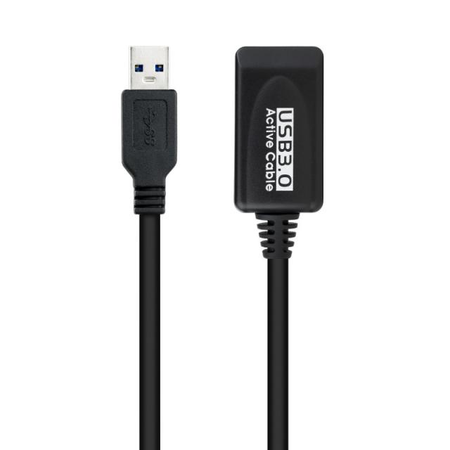 Nanocable - Cable USB 3.0 prolongador con amplificador, tipo A/M-A/H, 5m