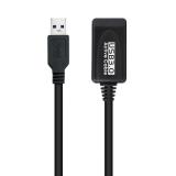 Nanocable - Cable USB 3.0 prolongador con amplificador, tipo A/M-A/H, 5m