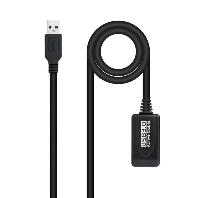 Nanocable - Cable USB 3.0 prolongador con amplificador, tipo A/M-A/H, 5m