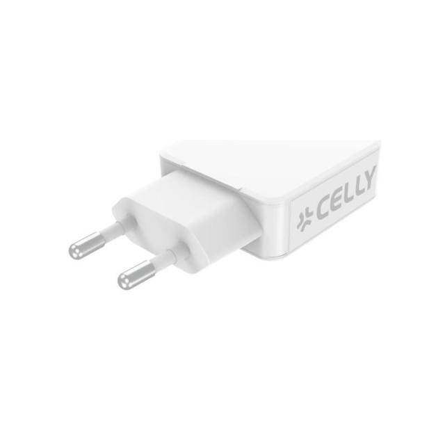 Celly - SLIMTC1C1A45WWH cargador de dispositivo móvil Portátil, Smartphone, Tableta Blanco Corriente alterna Carga rápida Interi