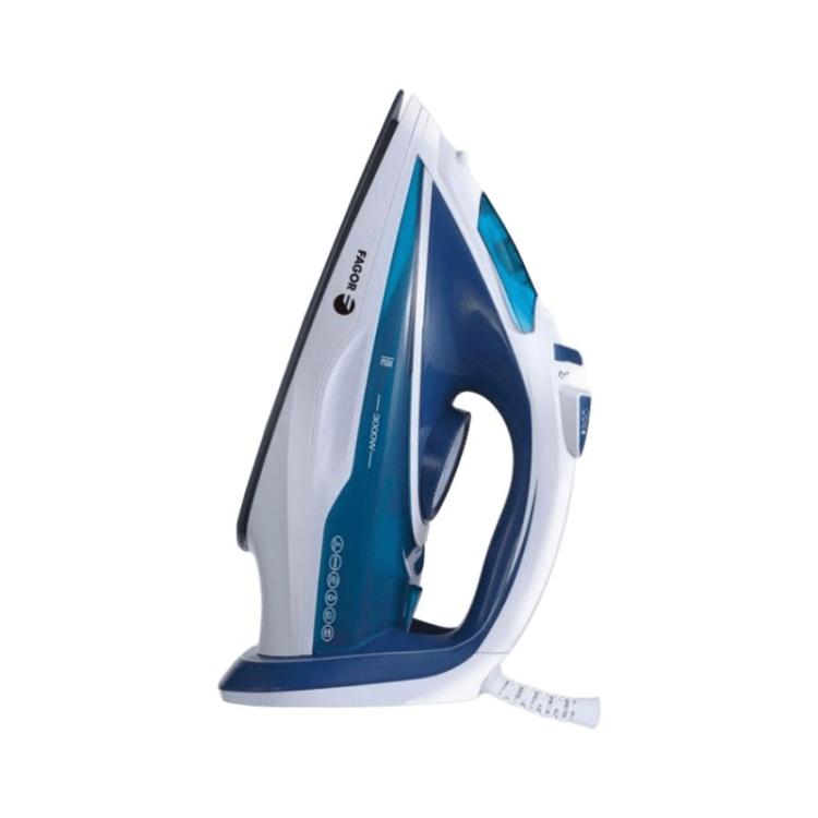 Fagor - Comforta Plancha vapor-seco Suela de cerámica 3000 W Azul, Blanco