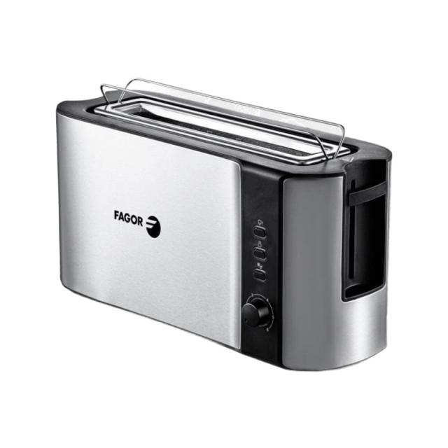 Fagor - Bigtoast Steel 6 2 rebanada(s) 1000 W Negro, Acero inoxidable