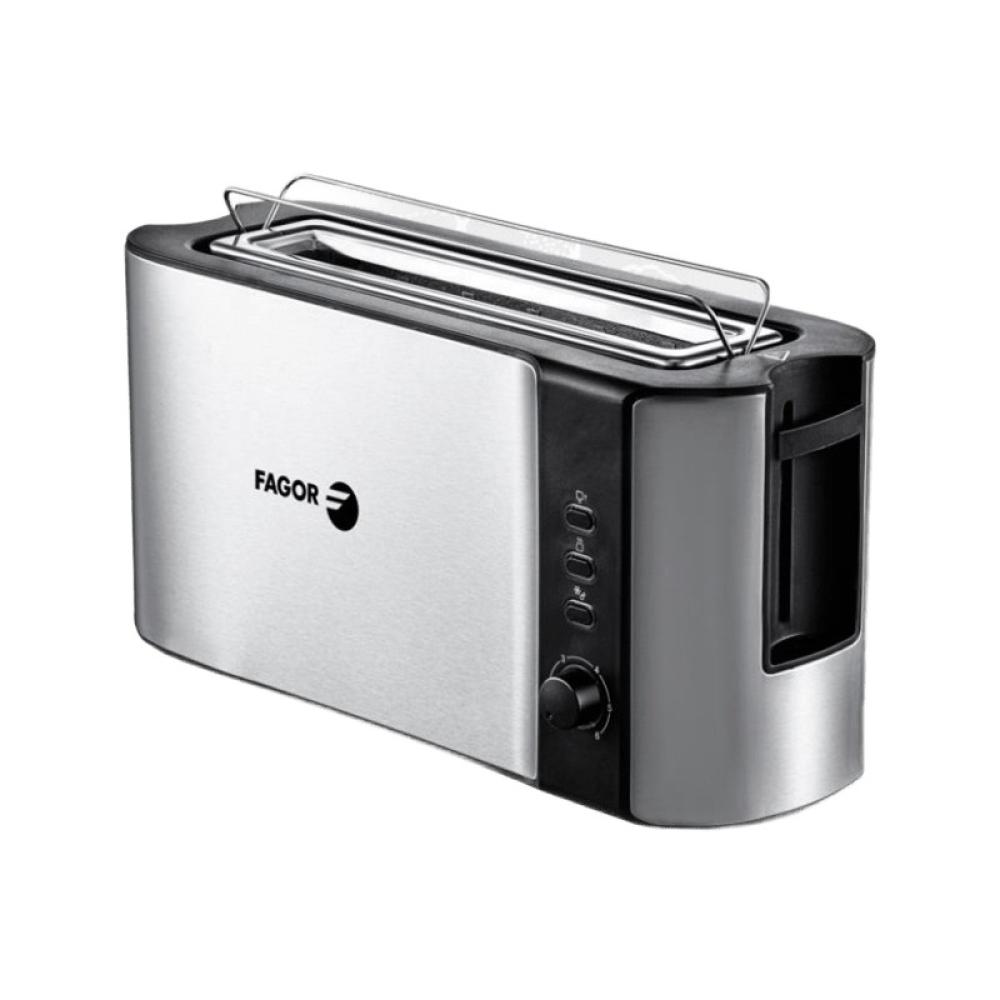 Fagor - Bigtoast Steel 6 2 rebanada(s) 1000 W Negro, Acero inoxidable