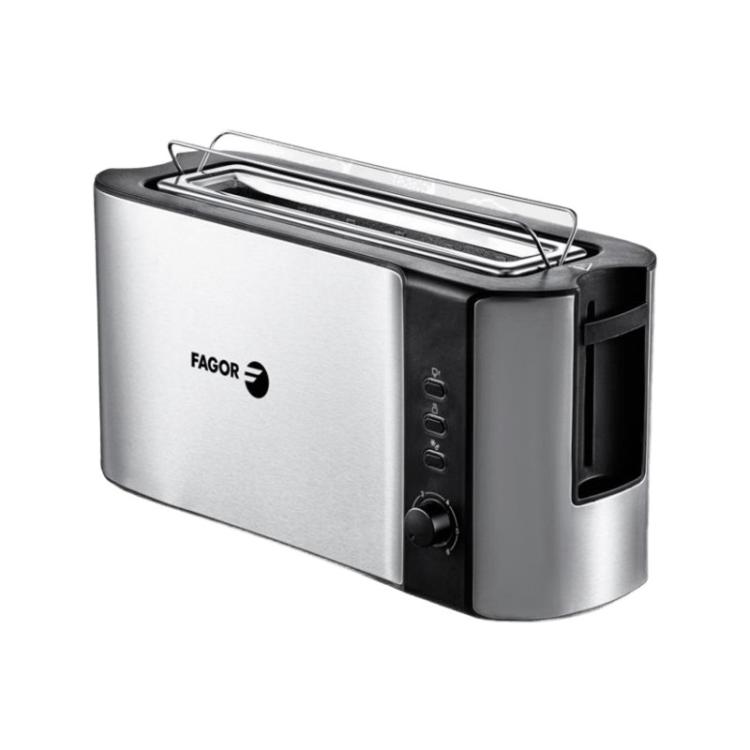 Fagor - Bigtoast Steel 6 2 rebanada(s) 1000 W Negro, Acero inoxidable