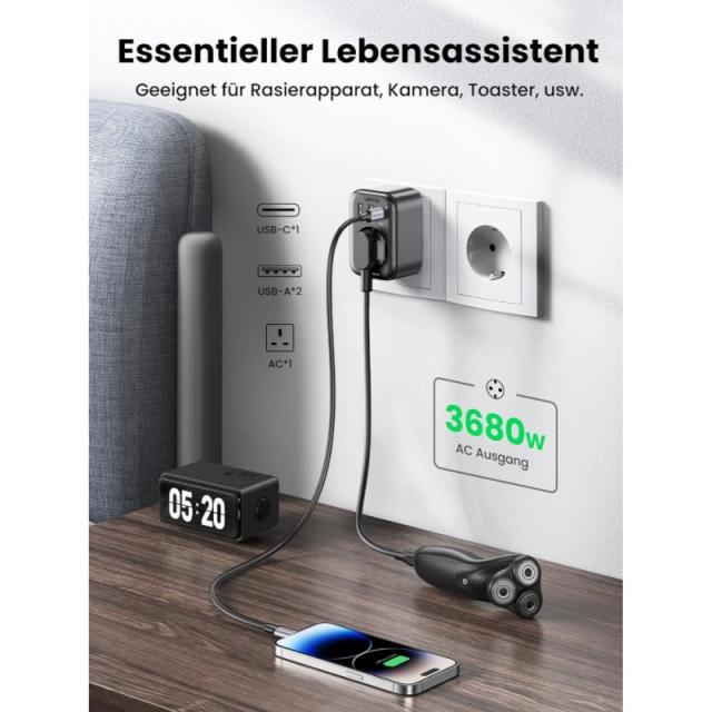 Ugreen - 90613 cargador de dispositivo móvil Universal Negro Corriente alterna Interior