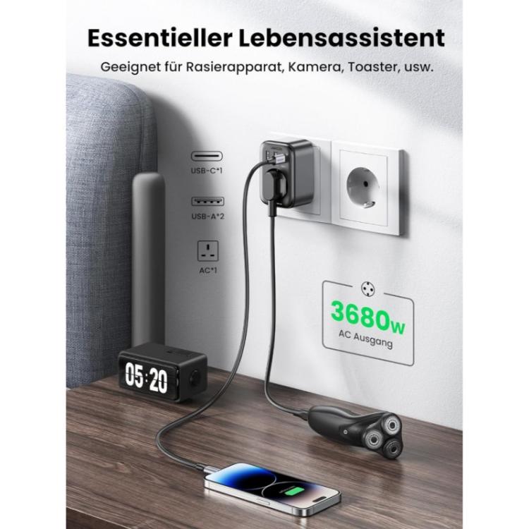 Ugreen - 90613 cargador de dispositivo móvil Universal Negro Corriente alterna Interior