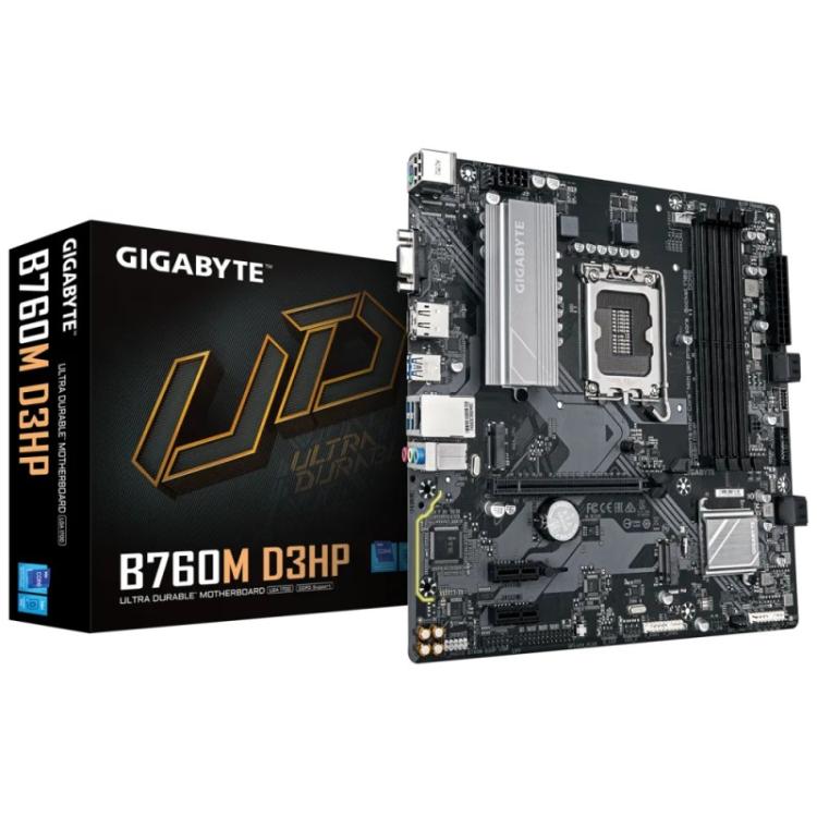 GIGABYTE - B760M D3HP Placa Base - Procesadores Intel Core de 14ª Generación, VRM de 4+1+1 fases, hasta 5600 MHz DDR5, 2xPCIe 4.