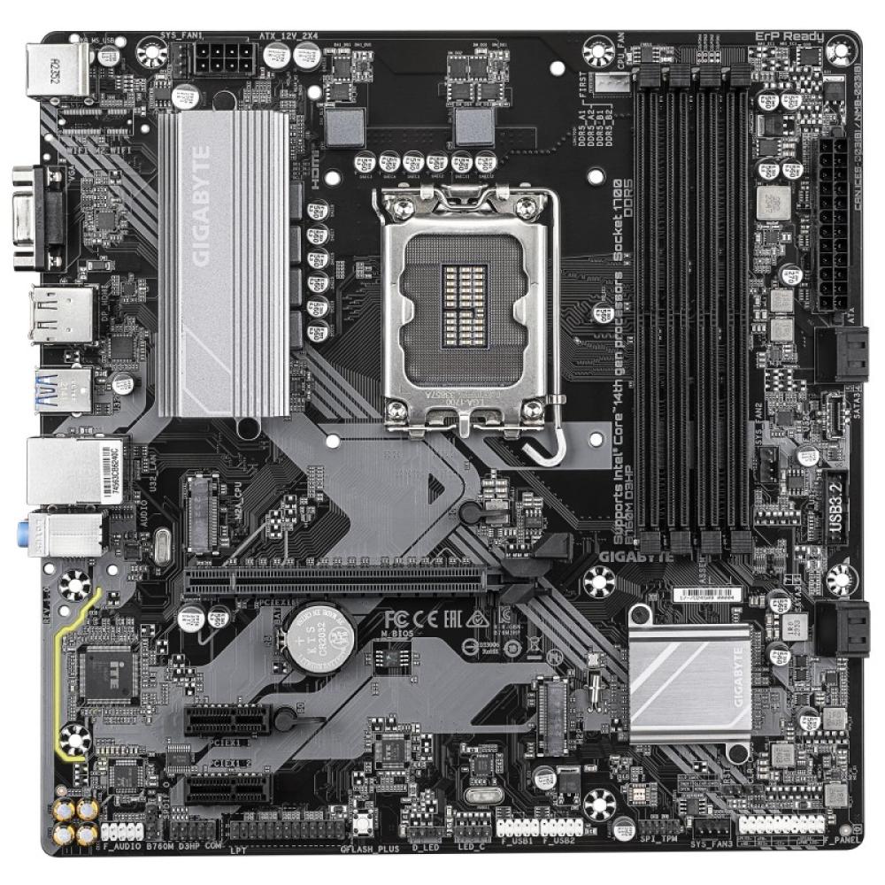 GIGABYTE - B760M D3HP Placa Base - Procesadores Intel Core de 14ª Generación, VRM de 4+1+1 fases, hasta 5600 MHz DDR5, 2xPCIe 4.
