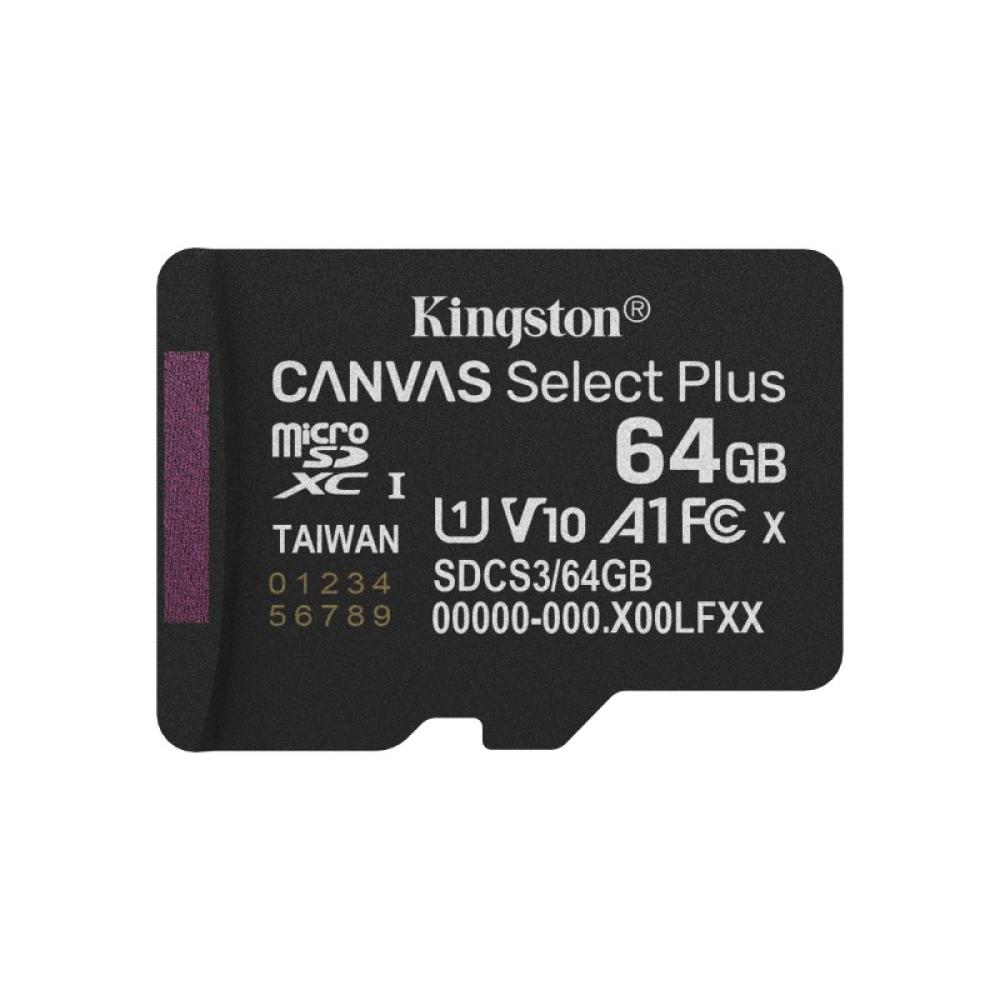 Kingston Technology - 64GB micSDXC Canvas Select Plus Gen3 100R A1 (Adaptador de SD no incluido)