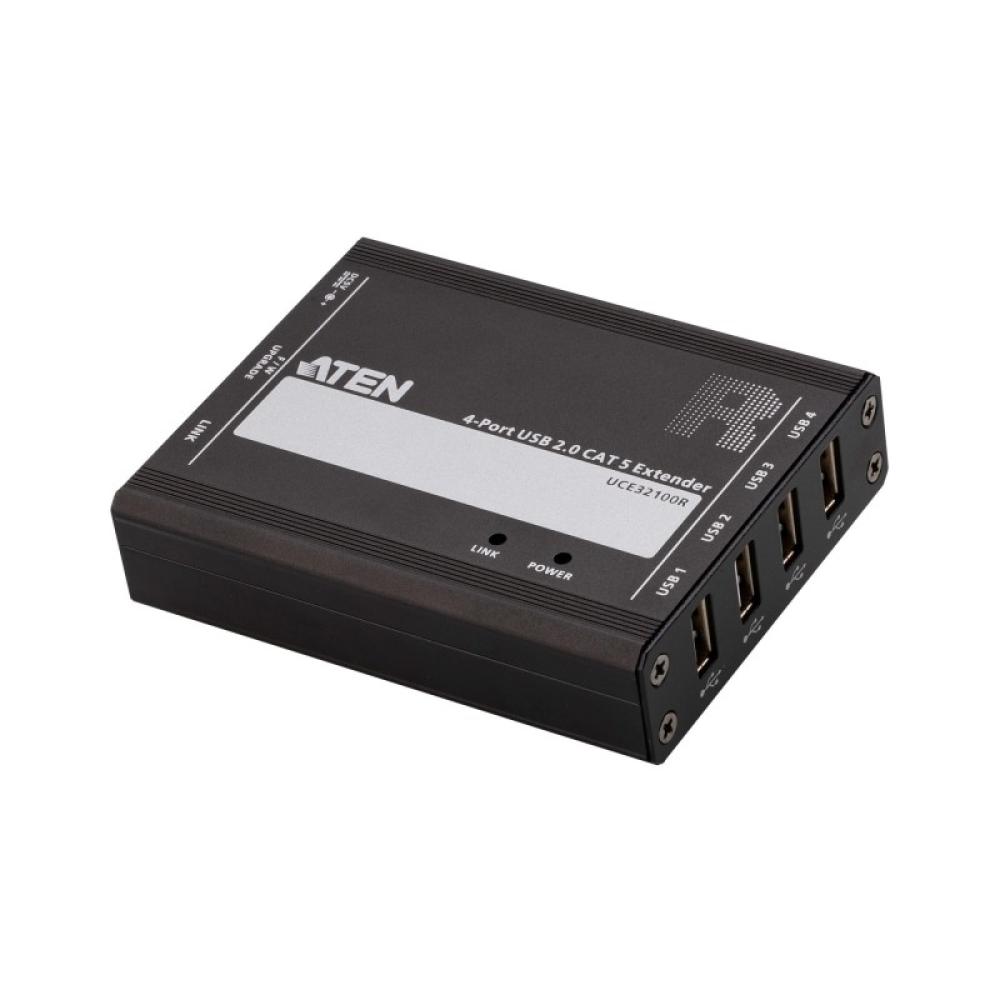 ATEN - Extensor USB 2.0 por Cat 5 con hub de cuatro puertos (hasta 100 m)
