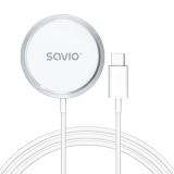 Savio - LA-11 cargador de dispositivo móvil Teléfono móvil, Universal Blanco CC Cargador inalámbrico Interior