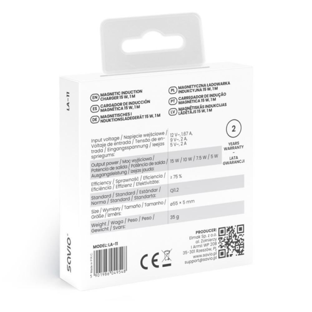 Savio - LA-11 cargador de dispositivo móvil Teléfono móvil, Universal Blanco CC Cargador inalámbrico Interior