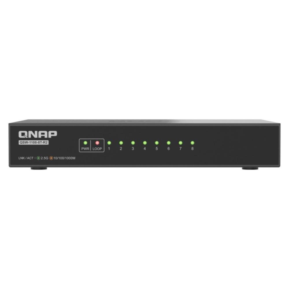QNAP - QSW-1108-8T-R2 switch No administrado 2.5G Ethernet (100/1000/2500) Escritorio Negro