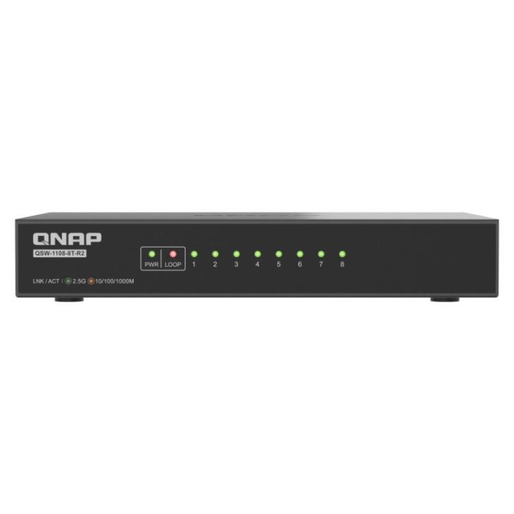 QNAP - QSW-1108-8T-R2 switch No administrado 2.5G Ethernet (100/1000/2500) Escritorio Negro