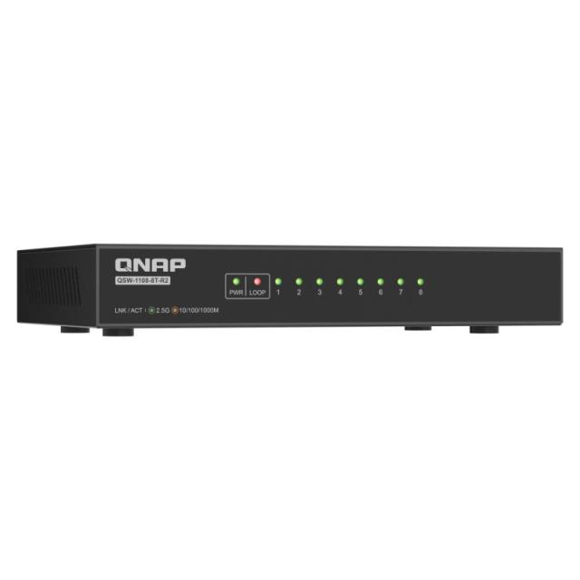 QNAP - QSW-1108-8T-R2 switch No administrado 2.5G Ethernet (100/1000/2500) Escritorio Negro