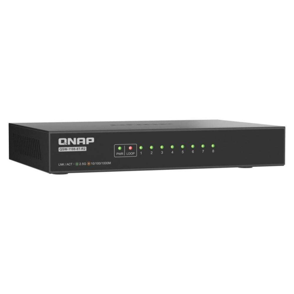 QNAP - QSW-1108-8T-R2 switch No administrado 2.5G Ethernet (100/1000/2500) Escritorio Negro