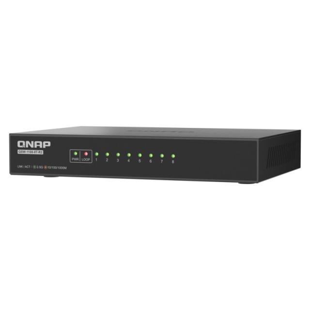 QNAP - QSW-1108-8T-R2 switch No administrado 2.5G Ethernet (100/1000/2500) Escritorio Negro